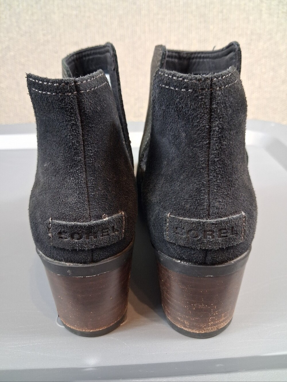 SOREL Cate Cut-Out Ankle Booties Boots Size 9.5 Black Leather Suede Waterproof - Picture 7 of 9